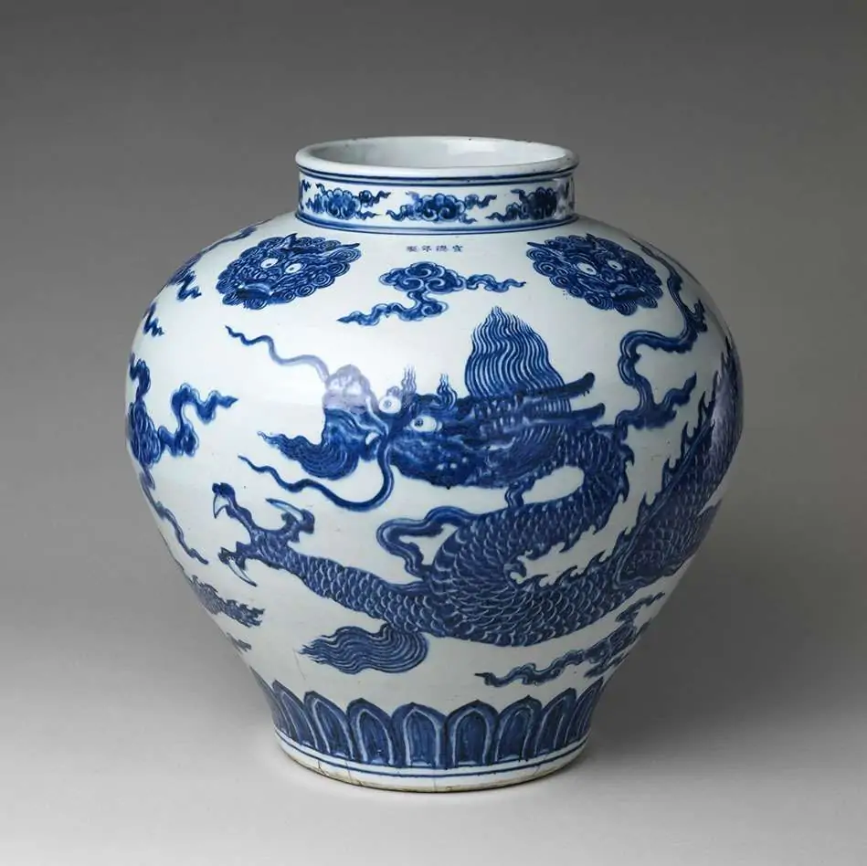 Vase chinois au dragon bleu Achete comptant antiquités asiatiques et de Chine comme vases, jarres et objets décoratifs