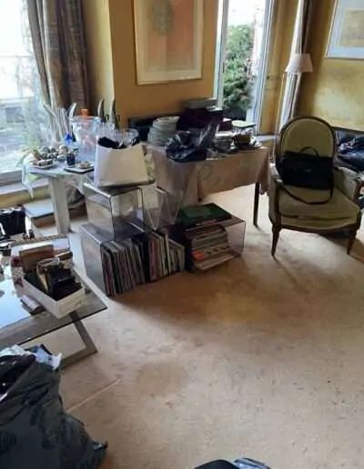 Appartement valorisé – Avenue Victor Hugo, Paris 16e 1 Débarras d'appartement Avenue VIctor Hugo 75016, meubles, disques, table.