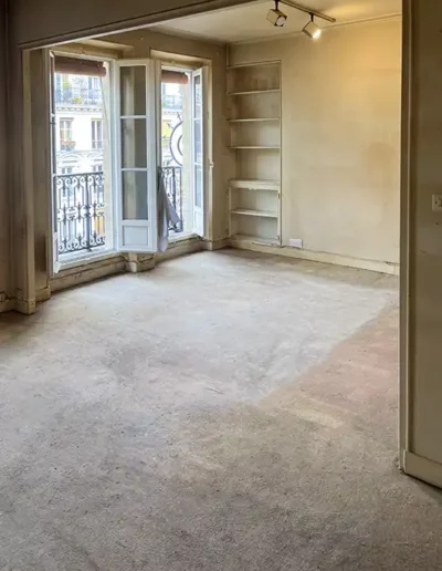 Débarras appartement Rue Monge, Paris 75005, salon vide 1