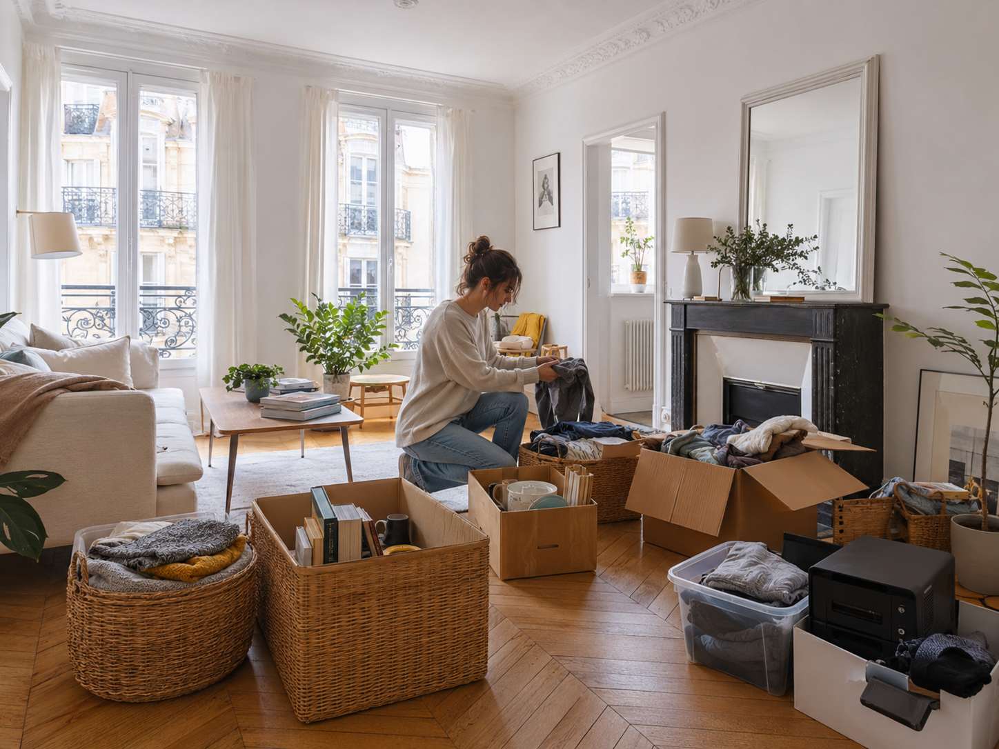 Tri écologique d’objets dans un appartement parisien